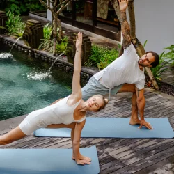 Yoga Pose Pool Deck